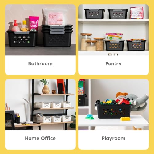 Small Storage Organizer Baskets, 8 Pack for Home Storage, Black - view 4