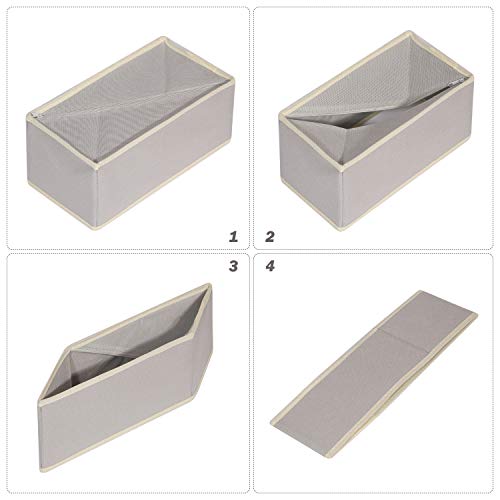 Foldable Cloth Storage Box Closet Dresser Drawer Organizer Fabric Baskets Bins Containers Divider for Clothes Underwear Bras Socks Lingerie Clothing,Set of 9 Grey 090 - view 3