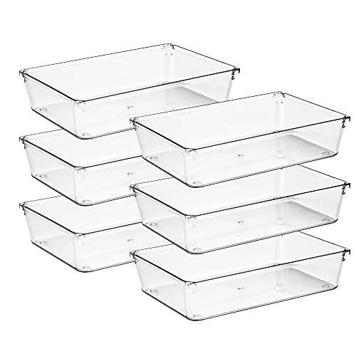 6 Pack Drawer Organizer, 6" x 9" Plastic Storage Bins