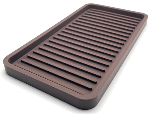 Silicone Sink and Surface Organizer Tray, Sponge Holder, Vanity Tray, Trivet, Heat Safe, Dishwasher Safe, for Bathroom and Kitchen Organization (Dark Chocolate, 10"x5.25")