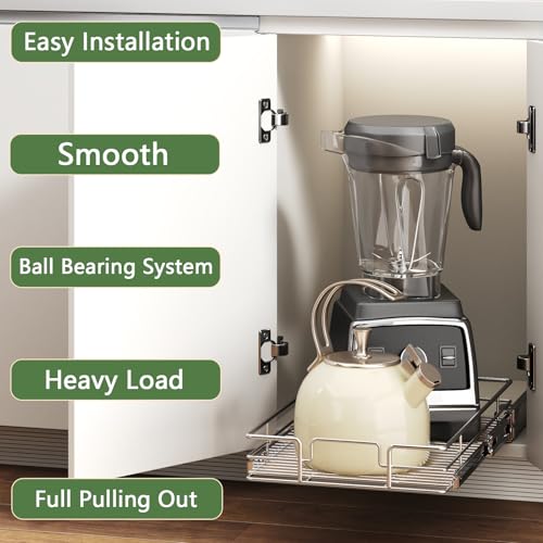 Pull Out Cabinet Organizer 9" W x 21½" D, Heavy Duty Cabinet Pull Out Shelves, Slide Out Drawers Organization for Kitchen Cabinets Bathroom - view 2