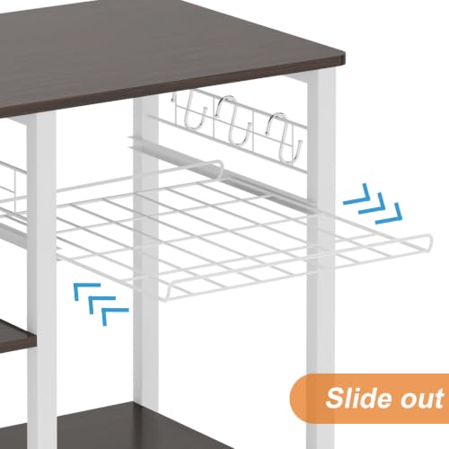 3-Tier Kitchen Baker's Rack, Compact Microwave Stand, Walnut Black - view 6