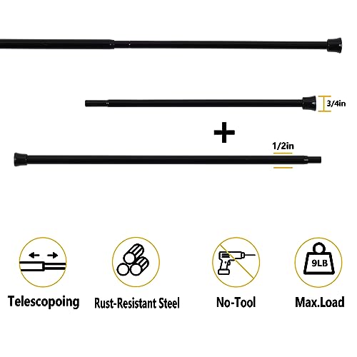 Tension Curtain Rod Adjustable 28-40 Inch, 2 Pack, Black - view 3