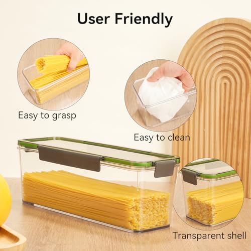 72oz Spaghetti Pasta Storage Container - Clear Plastic Noodle Holder with Airtight Lid Kitchen Pantry Food Storage Organizer for Rice Flour Cereal Oats Cracker Coffee Bean Linguini Lasagna (Square*1) - view 5