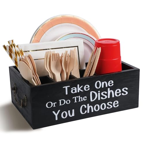 Small Paper Plate Holder,Utensil Caddy Organizer for Countertop