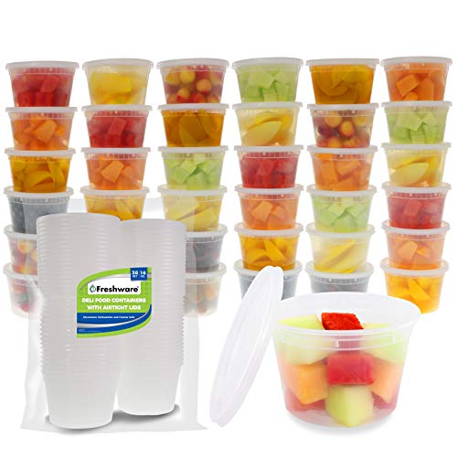 50-Set 8 oz and 36-Set 16 oz Food Storage Containers Bundle | 86 BPA-Free Plastic Deli Containers with Lids | Leakproof | Microwave/Dishwasher Safe - view 5