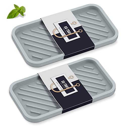 Kitchen Sink Organizer Tray,Sponge Holder for Kitchen Sink Bathroom（Grey）