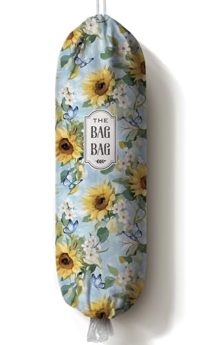 Sunflower Grocery Bag Holder,Plastic Bag Organizer Storage,Sunflower Kitchen Decor 23" x 9"