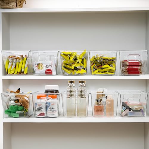 10 PACK Clear Storage Bins Clear Storage Containers for Kitchen Pantry Organization, Organizing Bins with Built in Handles, Cabinet Organizers - view 2