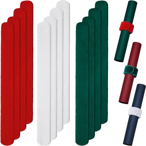12 Pcs Christmas Wrapping Paper Roll Holder, Red Green White
