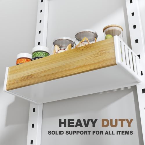 8 Tier Over the Door Pantry Organizer with Adjustable Wooden Baskets, Heavy Duty 2 in 1 Wall Mounted & Hanging Spice Rack for Kitchen, Cabinet and Closet Organization - view 3
