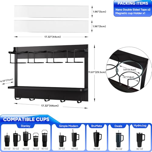 Water Bottle Organizer for Stanley Cup Accessories 20/30/40 oz, Fridge Magnetic and Wall Mount Tumbler Holder Organizer, Kitchen Water Bottle Storage Rack (Black) - view 3
