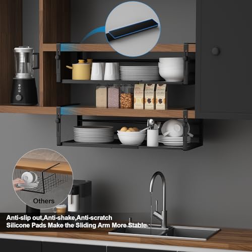 2Pack Expandable Under Shelf Storage Basket Organizer,Black - view 6