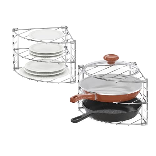 3-Tier Counter & Cabinet Corner Shelf Organizer 2 Pack Chrome