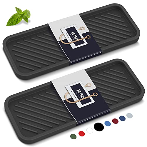 Kitchen Silicone Sink Organizer Tray, Sponge Holder for Sink Caddy（Black）