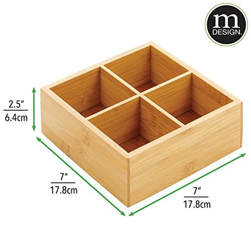 Bamboo Divided Storage Bin Container, Drawer Organizer Crate Box for Kitchen Pantry Cabinet, Shelf, Island Countertop, Holds Snacks, Spices, Drinks, Echo Collection, Natural/Tan - view 3
