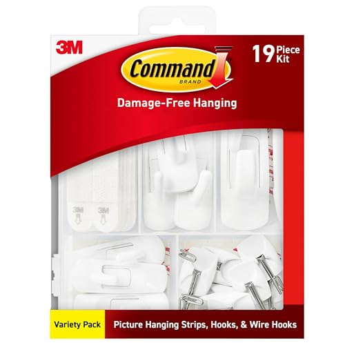 Variety Pack, Including 10 Pairs of Picture Hanging Strips, 6 Wire Hooks and 8 Utility Hooks for Hanging Christmas Decorations, Damage Free Hanging Up to 19 Items with Strips, 1 Kit