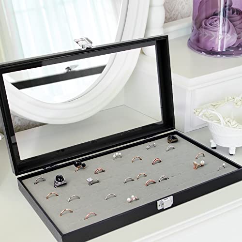 Ring Organizer - Versatile Ring Display Case and Ring Case - Perfect for Storing and Showcasing Multiple Rings - Elegant Ring Jewelry Box and Storage Solution (Gray Velvet) - MK248C - view 2
