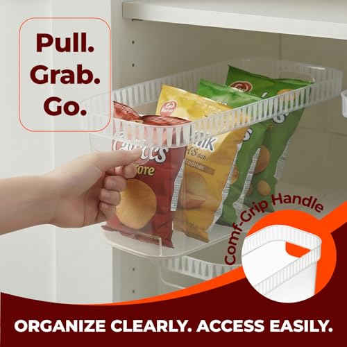 Narrow Storage Bins – Slim, Clear Plastic Storage Basket, Clear Organizer for Tight Spaces (2 Pack, 15” x 6” x 6”) - view 3