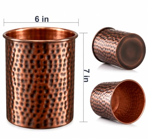 Kitchen Utensil Holder – Hand Hammered Metal Antique Copper Utensil Holder, Decorative Utensil Crock for Kitchen Counter, Cooking Tool and Spatula Holder for Countertop, Caddy Organizer - view 4