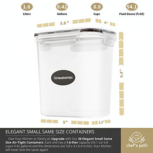 Airtight Plastic Food Containers with Lids - 20 Pack (1.6 Liter Each) - Durable Kitchen and Pantry Storage for Cereal, Rice, Pasta, Sugar - Airtight Food Storage Containers - view 7