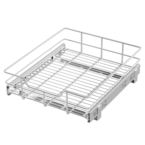 Pull Out Cabinet Organizer 9" W X 17" D, Chromed, Full Slide Out Drawers - view 5