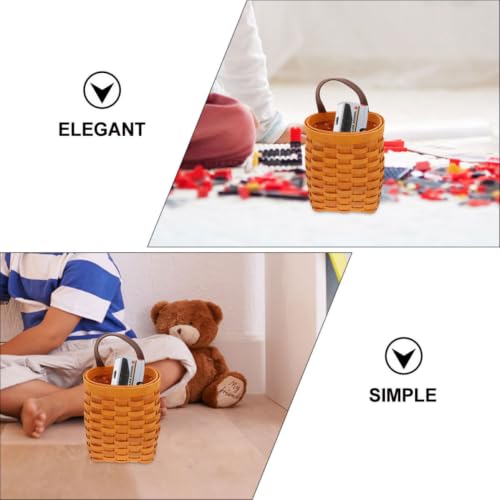 2pcs Woven Hanging Fruit Basket, Wood PU Wall Storage for Kitchen Use - view 7