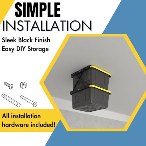 Dual Rail Heavy Duty Overhead Garage Storage System - Stacking Overhead Storage Rails, Made in USA, Easy Installation, Hardware Included, Tote Bin Storage Solution - view 4