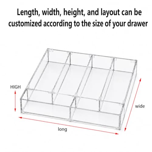 Custom Size Clear Acrylic Drawer Dividers, Adjustable Interlocking Organizer Inserts for Clothes Underwear Socks Bras Scarves Makeup & Accessories Transparent Drawer Storage Separator (transparent) - view 6