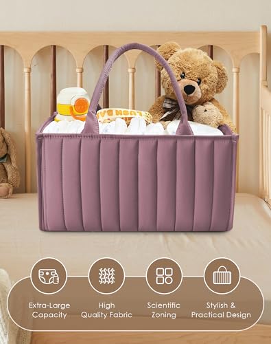 2-Pack Baby Diaper Caddy Organizers, Stylish Storage Baskets for Newborn Essentials, Diaper Station & Car Travel, Value Bundle for Baby Shower Gifts & Registry Must-Haves - Tan - view 4