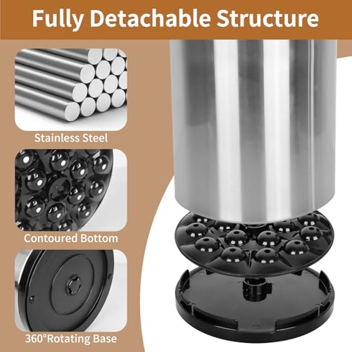 Extra Large Kitchen Utensil Holder, 360° Rotating Stainless Steel Cooking Utensil Holder for Countertop, 3 Compartment Flatware Organizer & Cooking Caddy with Removable Base（Silvery） - view 6