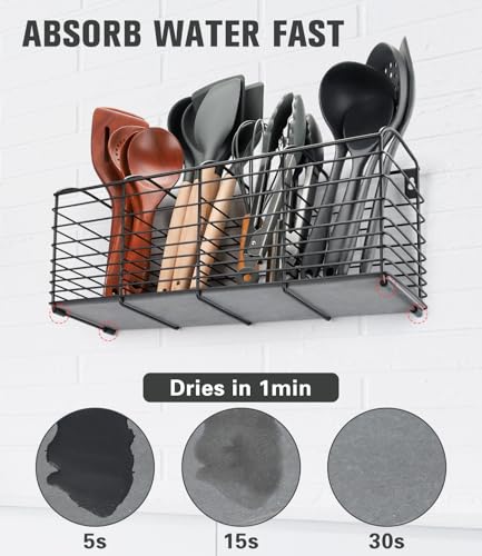 Large Kitchen Utensil Holder 4-Compartment with Diatomaceous Earth Base - view 2