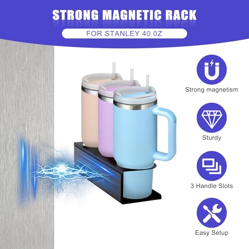 Magnetic Stanley Cup Holder for Fridge, Tumbler Organizer Strong Fridge & Metal Surface Water Bottle Organizer for Kitchen, Stanley Cup Accessories, 2 Pack - view 2
