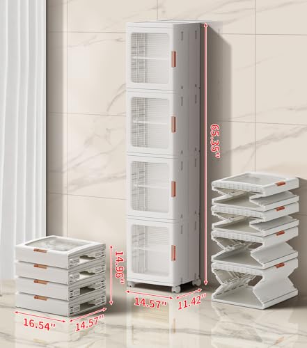 4-Tier Tall Narrow Bathroom Storage Cabinet for Small Space,White - view 2