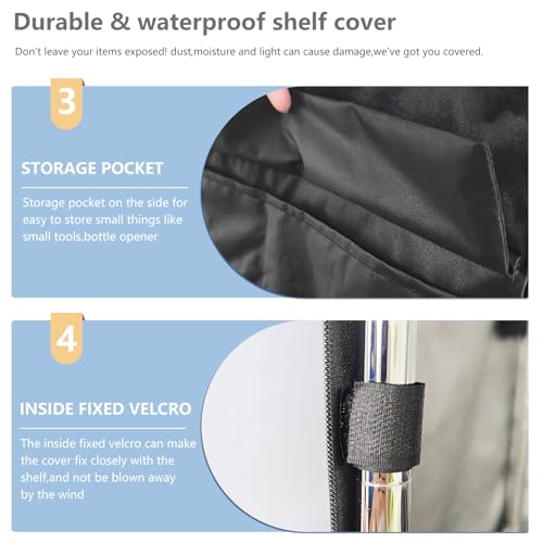 Waterproof Shelf Cover,Outdoor 600D Heavy Duty Dustproof Storage Shelves Cover,48''x18''x72'' Shelf Covers for Wire Shelving with Zippers,Storage Rack Covers with Clear Front - view 6