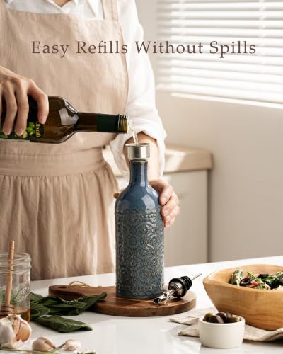 18 oz Ceramic Olive Oil Dispenser Bottle with Funnel - view 3
