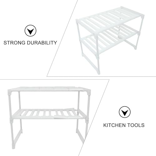 Adjustable under Sink Organizer Rack with Two Tier Storage White - view 3