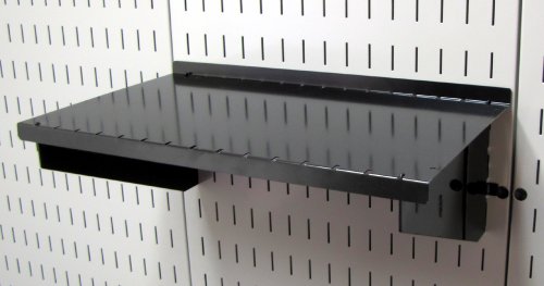 Shelf 9in Deep Pegboard Shelf Assembly Only for use Brand Slotted Pegboard - Black