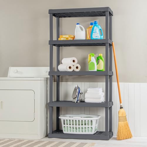 5 Shelf Unit, Heavy-Duty Plastic Storage & Utility Shelving Rack - view 2