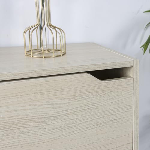 Shoe Rack in MDF Wood with 3 Doors Flip Shoe Storage Handles Double Depth Compact Size Slim 63 x 24 x 115 cm Space-Saving Home Entrance (Elm) - view 4
