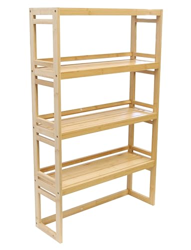 4-Tier Bamboo Storage Rack for Bathroom, Kitchen, Living Room & Closet