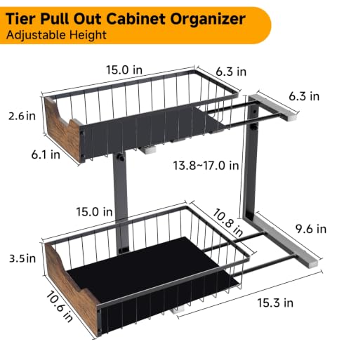 Pull Out Cabinet Shelf 2 Tier Metal Under Sink Organier - view 2