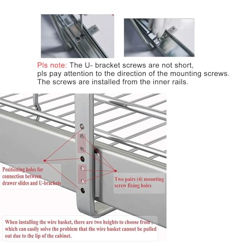 1 Tier Pull Out Cabinet Organizer (11" W x 21" D) Heavy-Duty Metal Sliding Drawer Shelf, Slide Out Wire Basket for Kitchen Cabinets, Pantry, Bathroom, Chrome Finish… - view 5