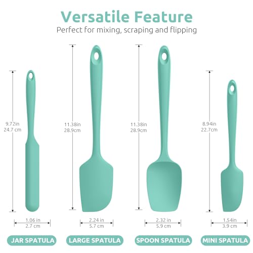Measuring Cups and Spoons Set of 15, Silicone Spatula Set with 600℉ Heat Resistant (Aqua Sky) - view 3
