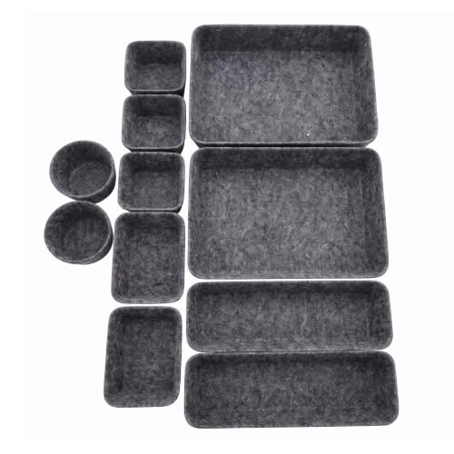 Desk Drawer Organizer Tray, 11pcs Felt Storage Bins Accessories Drawer Inserts Box Containers