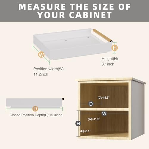 2 Pack No-Drill Pull Out Cabinet Organizer 15.3'' Deep Expandable Slide Out Drawers for Kitchen Pantry & Under Sink Storage, Adhesive Nano Film Mount, White - view 4