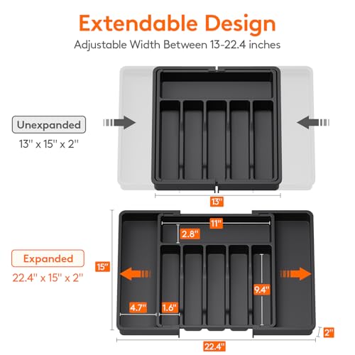 Extra Large Silverware Drawer Organizer, Expandable Utensil Tray - view 3