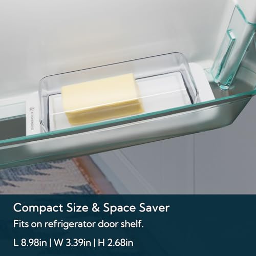 Airtight Butter Dish with Lid for Countertop and Refrigerator Door Shelf, Butter Keeper, Plastic Butter Holder Tray Container for West/East Coast Butter, White - view 4
