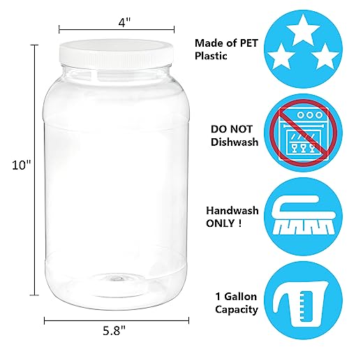 2 Pack Plastic Jars with Lids, 1 Gallon Wide Mouth Storage Containers, Empty Plastic Jars for Kitchen & Household Storage of Dry Goods, Peanut, Candy, Noodles - view 2