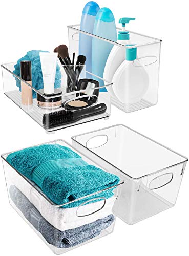 Plastic Storage Bins Stackable Clear Pantry Organizer Box Bin for Organizing Kitchen Fridge, Food, Snack Pantry, Fruit, Vegetables, Bathroom, Wide & Narrow Deep Container Set - view 6